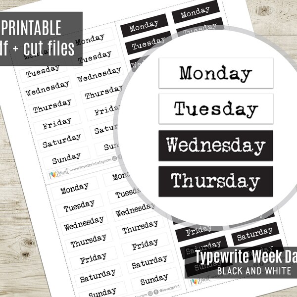 Days of the Week Printable Etsy