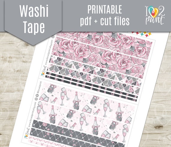 Valentine's Day Washi Tape Printable Planner Stickers, Washi Tape Printable  Sticker, Washi Strips Sticker, Printable Washi Cut Files 