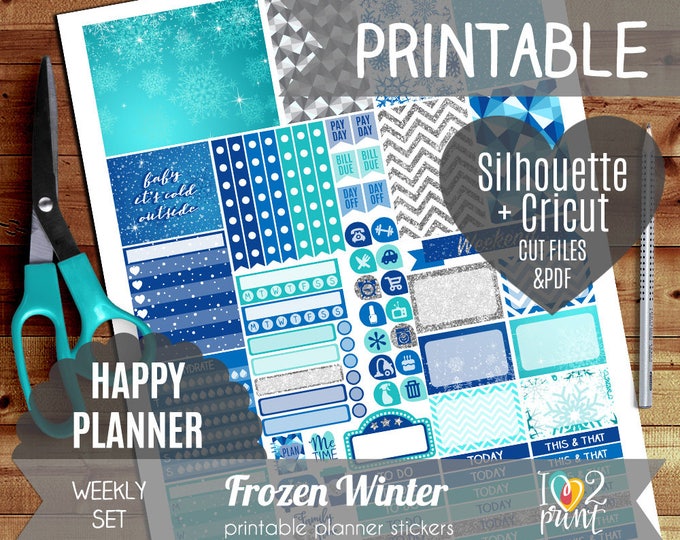 Frozen Weekly Printable Planner Stickers, Frozen Printable Planner