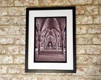 Glasgow university, Archways, Arches Framed Print, Architecture print, Cloisters Print,