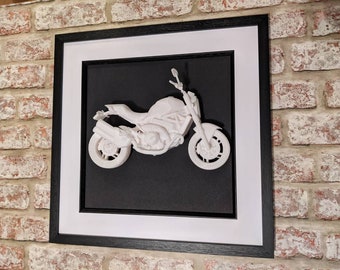 Ducati monster 821 Wall Art, 3D printed abstract bike Sculpture garage art