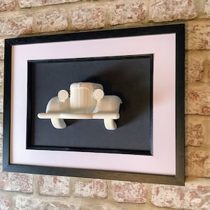Ford V8 Coupe 3D Sculpture: Framed Garage Wall Art