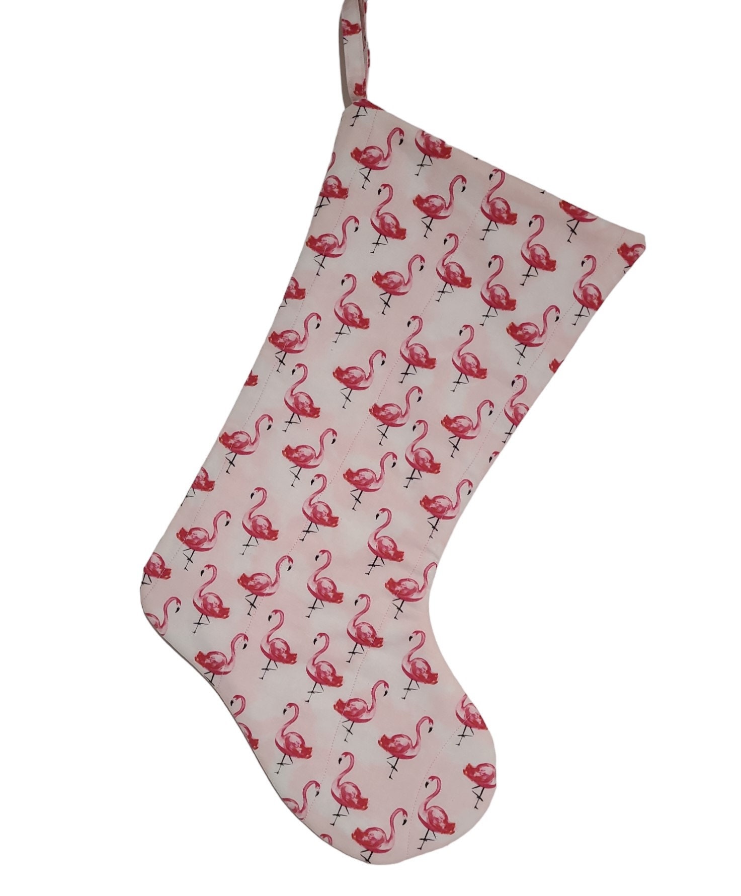 34 Adorable Christmas Stocking Ideas to Hang with Pride: Festive Flair for Your Fireplace 21 Light Pink Flamingos Quilted Christmas Stocking