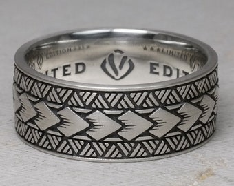 Polynesian Wedding Band, Samoan, Arrow, Maori Man Real Sterling