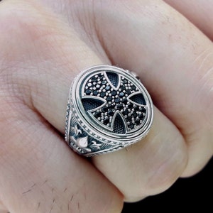 Man Cross Ring, Silver STERLING Ring, Templar Knight Ring, Malta Cross Ring, Christian Ring, Medieval Jewelry for Men, Signet Ring, Gift Man