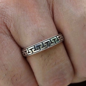 Griechischer Schlüsselring, Muster Trauring, Verlobungsring, Verlobungsring, Paarschmuck, Sterling Silber925, Geschenk für Ihn, Bague de Mariage