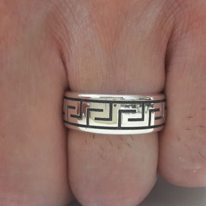 Griechenland, Muster, Band, Männer, massiv, Sterling, Silber, 925, Geschenk, für, ihn, sie, Unisex, Tattoo, Schmuck