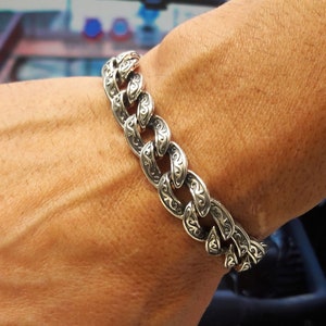 Byzantine Bracelet, Gothic Man Bracelet, Men&#39;s Chain Bracelets, Gothic Style, Man Silver Bracelet, Knight Bracelet, Rock Star Bracelet
