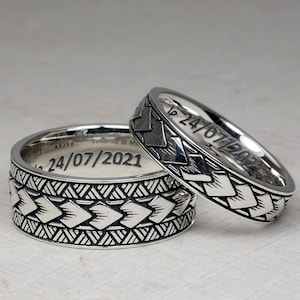Polynesian Wedding Band, Samoan, Arrow, Maori Man Real Sterling Silver 925, Tribal Tattoo Jewelry Ring, Jewellery Gift For Him Her or Unisex