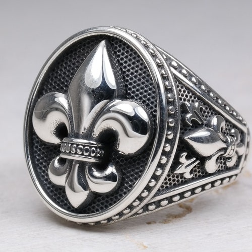 Fleur De Lis Ring Handmade Sterling Silver Ring Oval - Etsy