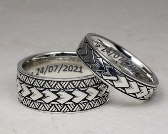 Polynesian Wedding Band, Samoan, Arrow, Maori Man Real Sterling Silver 925, Tribal Tattoo Jewelry Ring, Jewellery Gift For Him Her or Unisex