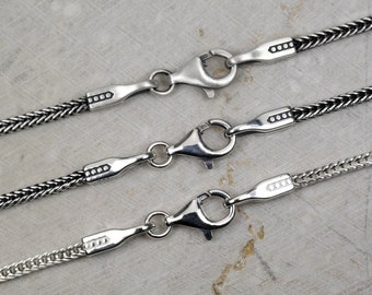 Thick 2.5mm Foxtail Chain Necklace, Solid 925 Sterling Silver Chain, FOXTAIL CHAIN, Oxidized Man Chain, Men Silver Jewelry, Gift for Him