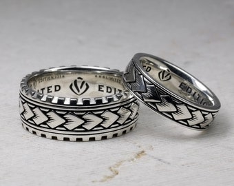 Wedding Polynesian Band Ring, Samoan, Arrow, Maori, Polynesian, Tribal, Solid Sterling Silver 925, Personalized Gift, Free Custom Engraving