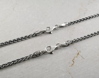 3,5mm Braided Wheat Style Chains for Pendants in Multiple Sizes, 925 Sterling Silver, All Lengths Silver Chain, man Chain, Gift for Him