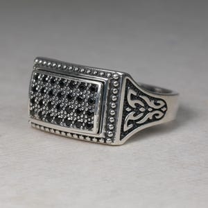 Chevalier Ring, Man Statement Ring, Medieval Man Ring, Gothic Ring, Man Signet Ring, Square Man Ring, Silver Man Ring, Sterling Signet Ring image 1