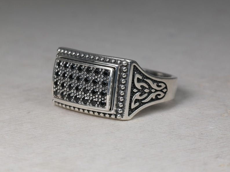 Chevalier Ring, Man Statement Ring, Medieval Man Ring, Gothic Ring, Man Signet Ring, Square Man Ring, Silver Man Ring, Sterling Signet Ring image 1