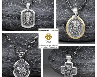 キリストの顔 メタルペンダント イエス・キリストの顔とオーバルフレームのペンダント、2.5 mmスピガ