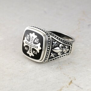 Christian Orthodox Signet Men’s Ring, Religious Sterling Silver Men ...