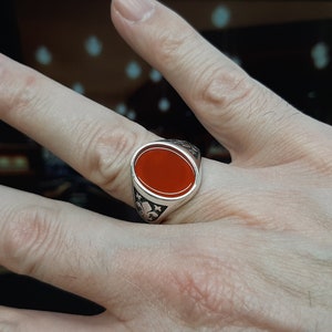 Oval Classic Chevalier, Signet Ring, Fleur-de-lis, Black Onyx, Green Agate, Carnelian, Solid Sterling Silver925, Pinky Unisex ring, Medieval