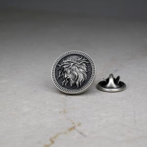 Round Brooch Pin Christ Jesus, Jesus of Nazareth, Lapel Badge, Real Sterling Silver 925, Unique Design & Best Quality from Vartovar