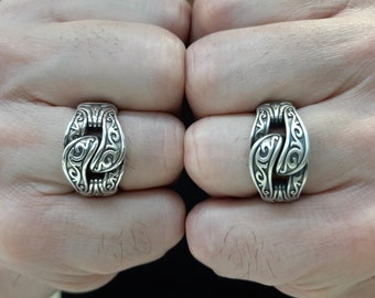 Miami Link Chain-Style Gothic Men's Ring in Sterling Silver 925, 13 & 15 Millimeter Wide Celtic Biker Band, Byzantine Medieval ANILLO HOMBRE