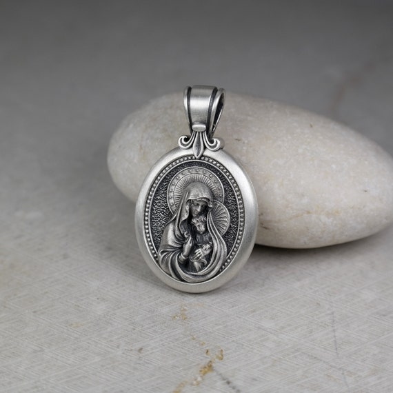 Mother Mary with Baby Jesus Charm Sterling Silver Mother Mary with Baby Jesus Charm Sterling Silver