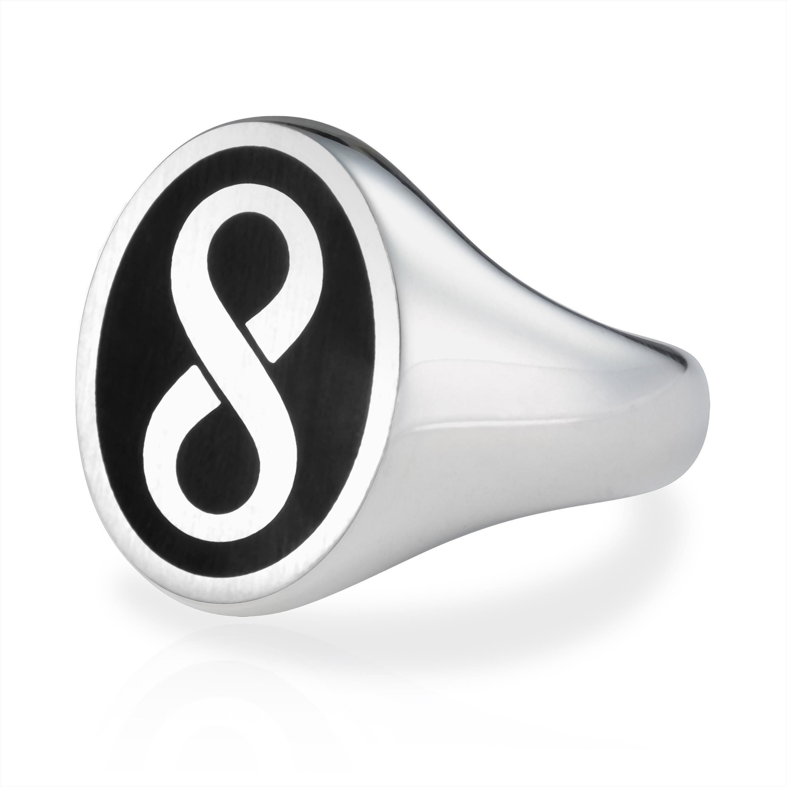 Infinity Signet Ring Custom Made 8 Ring, Infinity Men Ring, Sterling Silver Man, Oval Signet ...