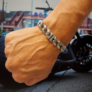 Byzantine Bracelet, Man Silver Bracelet, Gothic Bracelet, Men&#39;s Chain Bracelets, Biker Bracelet, Heavy Man Bracelet, Men Link Bracelet,
