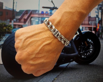 Byzantine Bracelet, Man Silver Bracelet, Gothic Bracelet, Men's Chain Bracelets, Biker Bracelet, Heavy Man Bracelet, Men Link Bracelet,