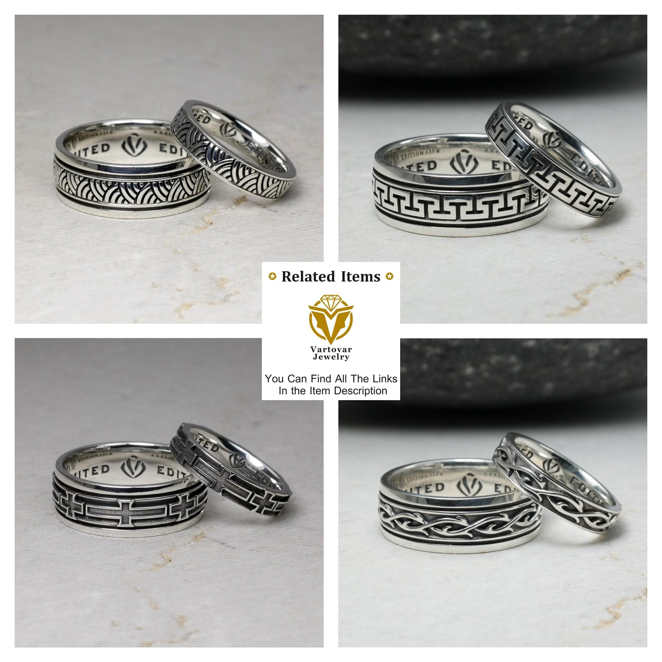 Polynesian Patterned Wedding Band Ring, Samoan, Arrow, Maori, Real ...
