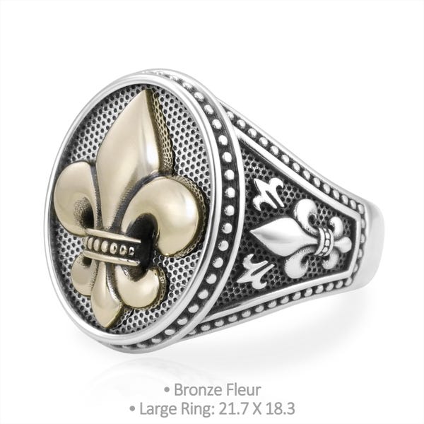 Mens Silver Ring, Signet Ring, Fleur de Lis Ring, Byzantine Ring, Sterling Man Ring, Gothic Men Ring, Medieval Ring, Gothic Silver Ring,Gift