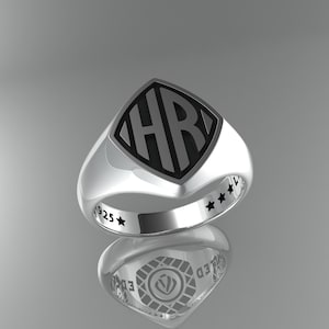 Anillo con sello de monograma en forma de rombo hecho a medida, anillo para hombre con letra inicial, vintage, A, b, J, K, L, M, N, O, P, Q, R, S, T, U, V, W, X, Y, Z