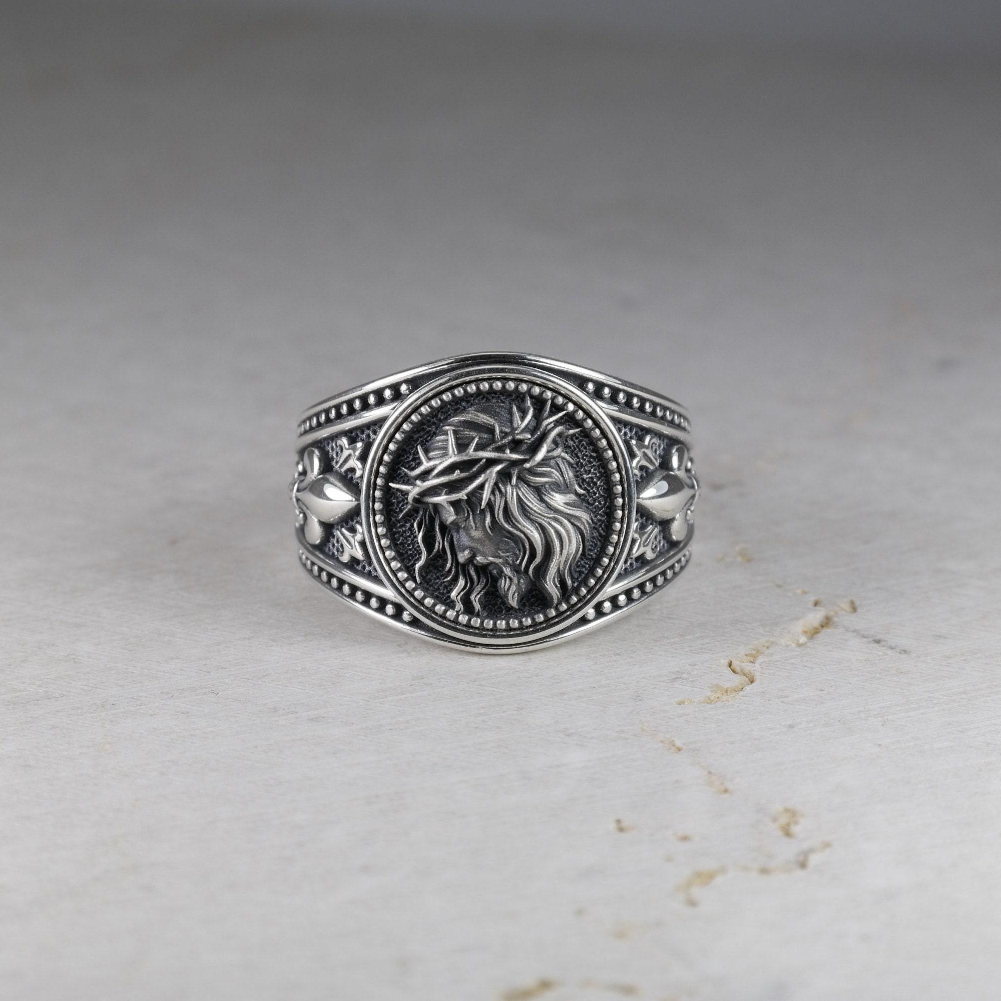 Octagon Pin Jesus Christ, Sterling Silver 925, Men's Brooch Pin, Jesus ...