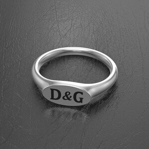 Anillo grabado con letra inicial personalizada, anillo de caballero con alfabeto hecho a medida, plata de ley 925