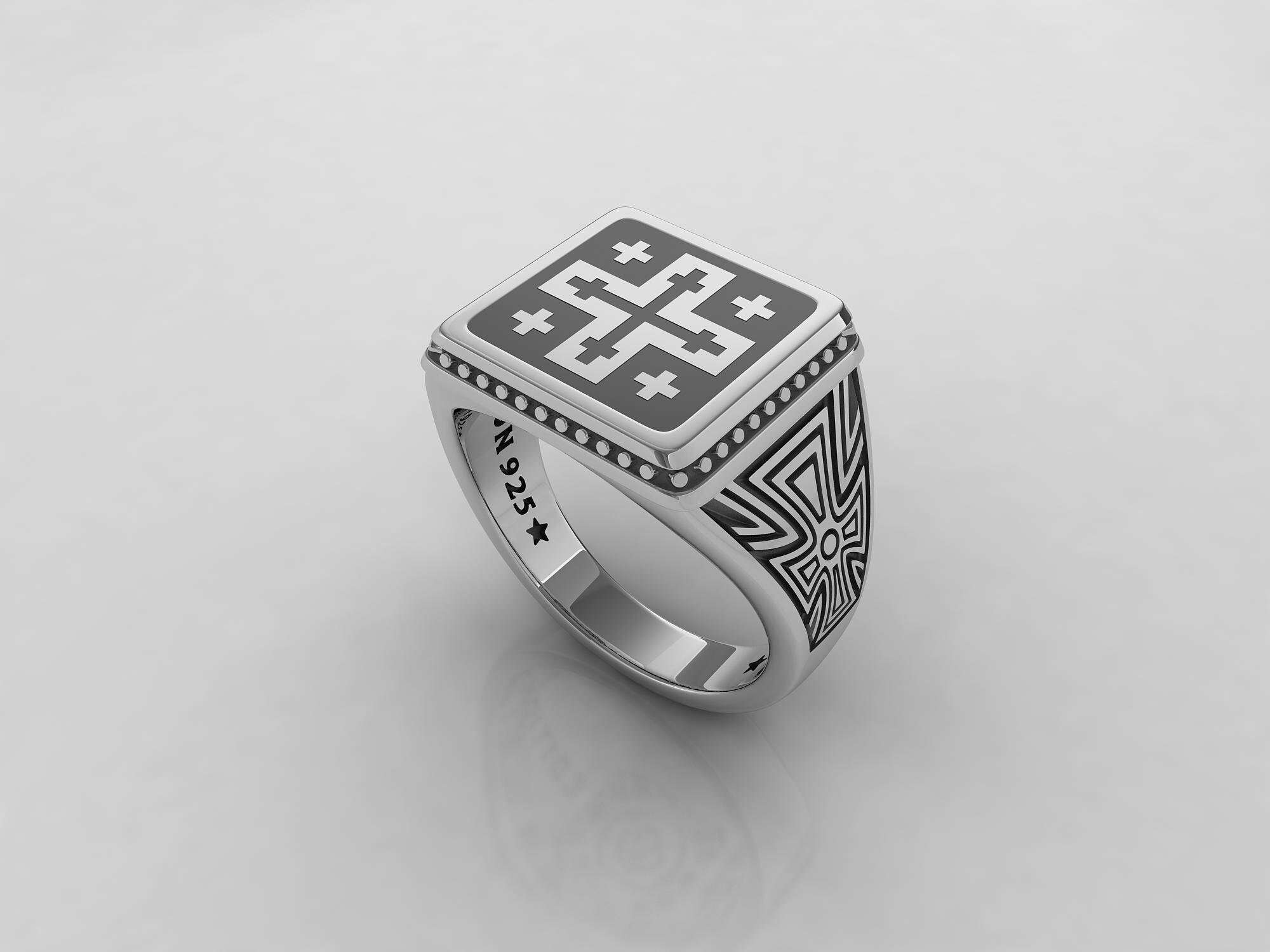 Silver Cross Ring Signet Men's Ring Christian Rings Religious Men Jewelry —  Discovered