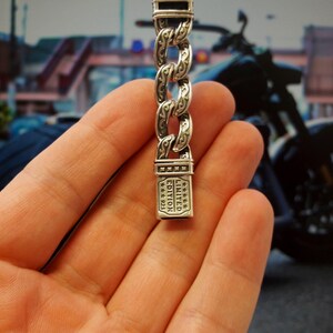 Miami Cuban Link Mens Bracelet, with Simulated Black Diamond Stones, you can choose between 15 different length sizes, Sterling Silver (photo 7)