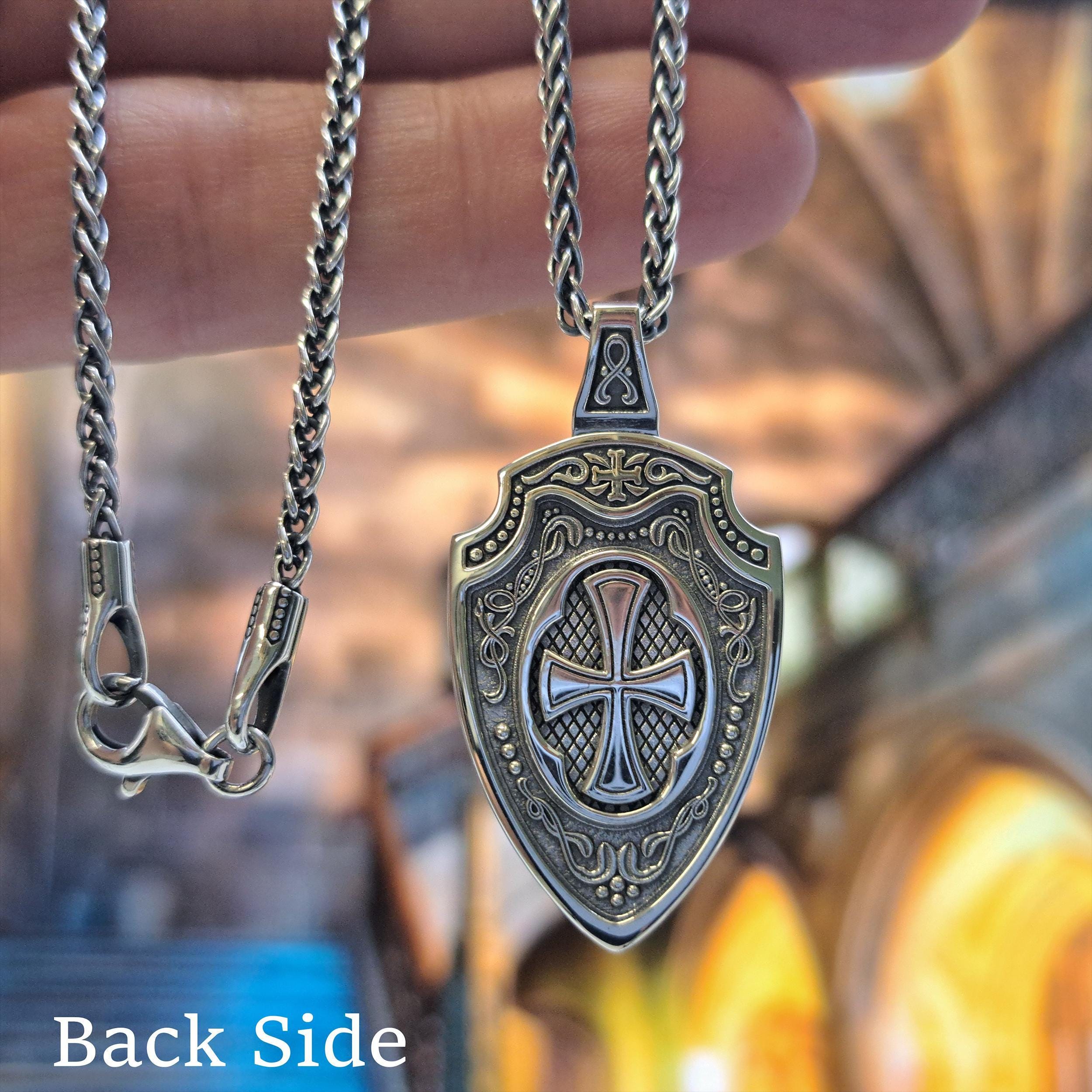 St Michael silver pendant, Archangel Saint Michael necklace plus