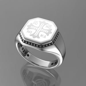 Hombres anillo cruzado, kreuz ring männer, bague homme croix, anello uomo croce, anel de homens cruzados,kors män ring, крест кольцо мужчин White Enamel