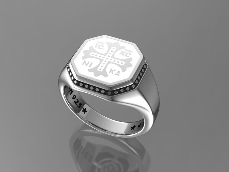 Hombres anillo cruzado, kreuz ring männer, bague homme croix, anello uomo croce, anel de homens cruzados,kors män ring, крест кольцо мужчин White Enamel