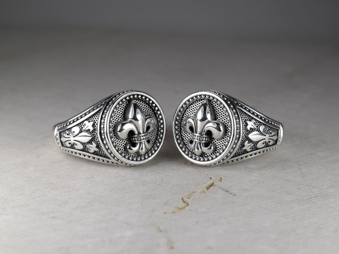 Chevalière Fleur De Lys, Fleur De Lys Ring, Signet Ring, Chevalier