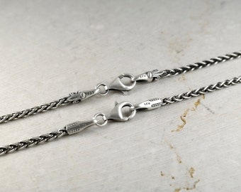 2,5mm Braided Wheat Style Chains for Pendants in Multiple Sizes, 925 Sterling Silver, All Lengths Man Silver Chain, Gift for Him