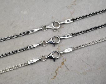 Thick 2.5mm Foxtail Chain Necklace, Solid 925 Sterling Silver Chain, FOXTAIL CHAIN, Oxidized Man Chain, Men Silver Jewelry, Gift for Him