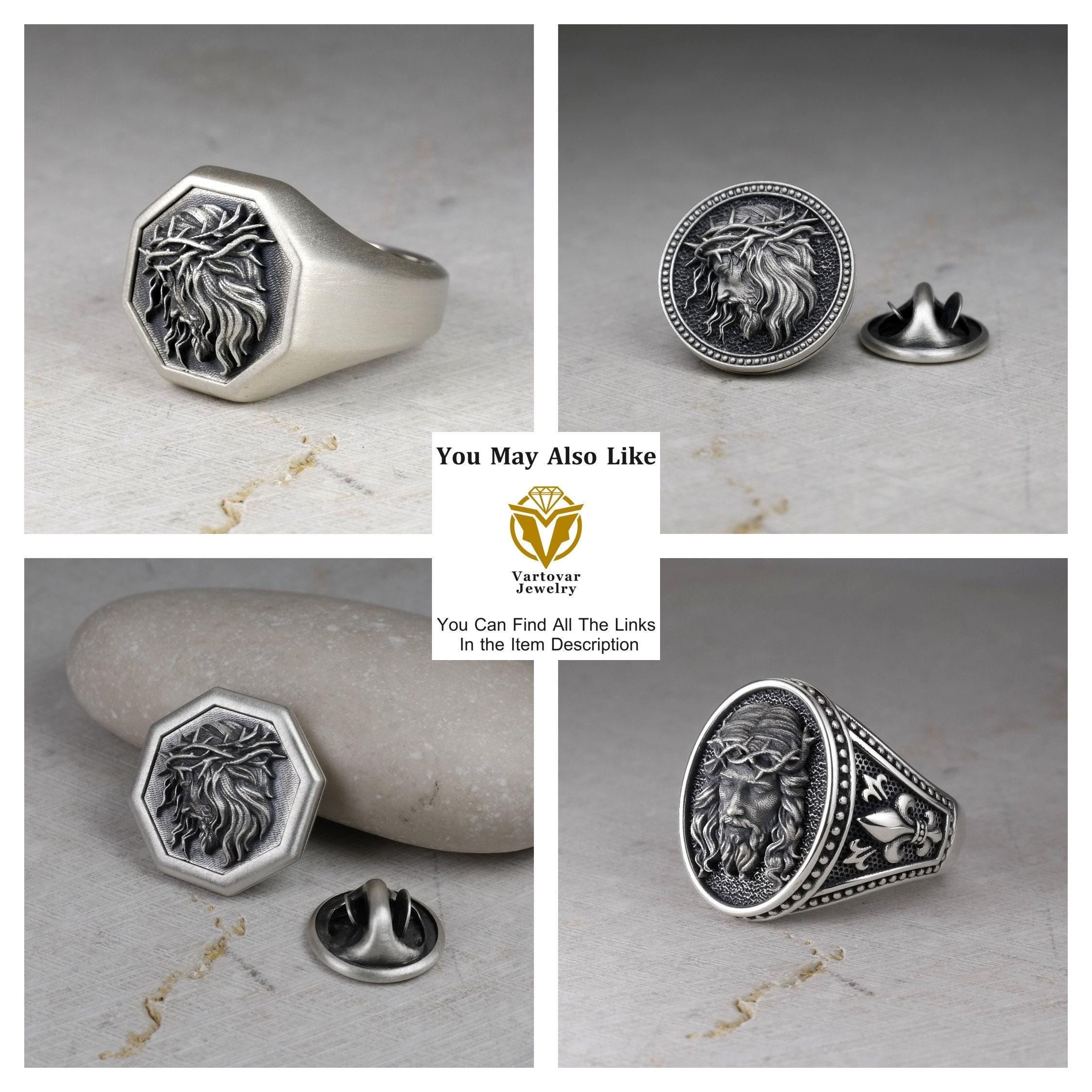 イエス・キリストの顔とオーバルフレームのペンダント、2.5 mmスピガ