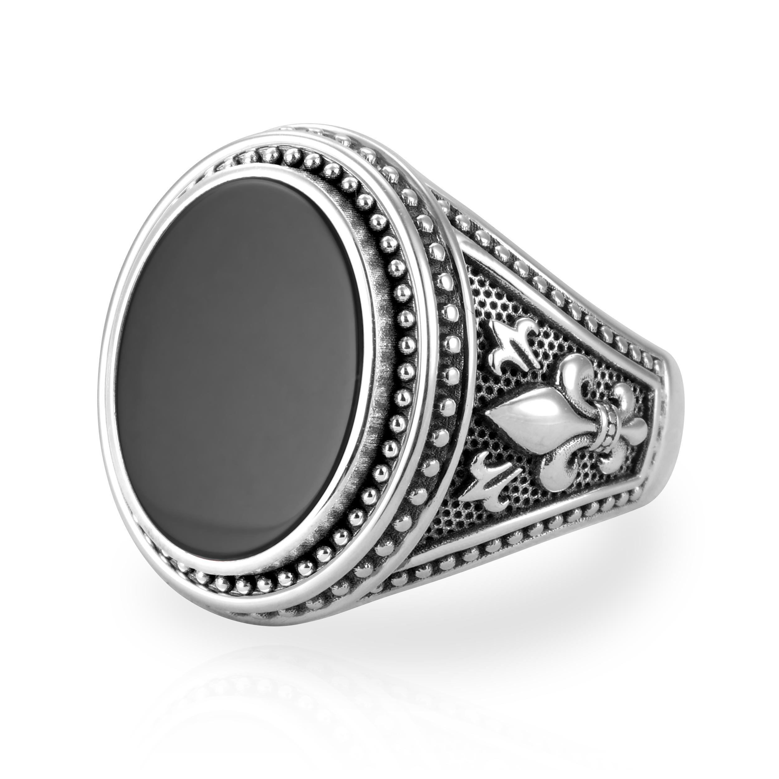 Bague Homme Argent Massif 925 Avec Pierre Noire Et Dorure - Motif Vierge Marie - Taille Réglable - Neuve Avec étiquettes