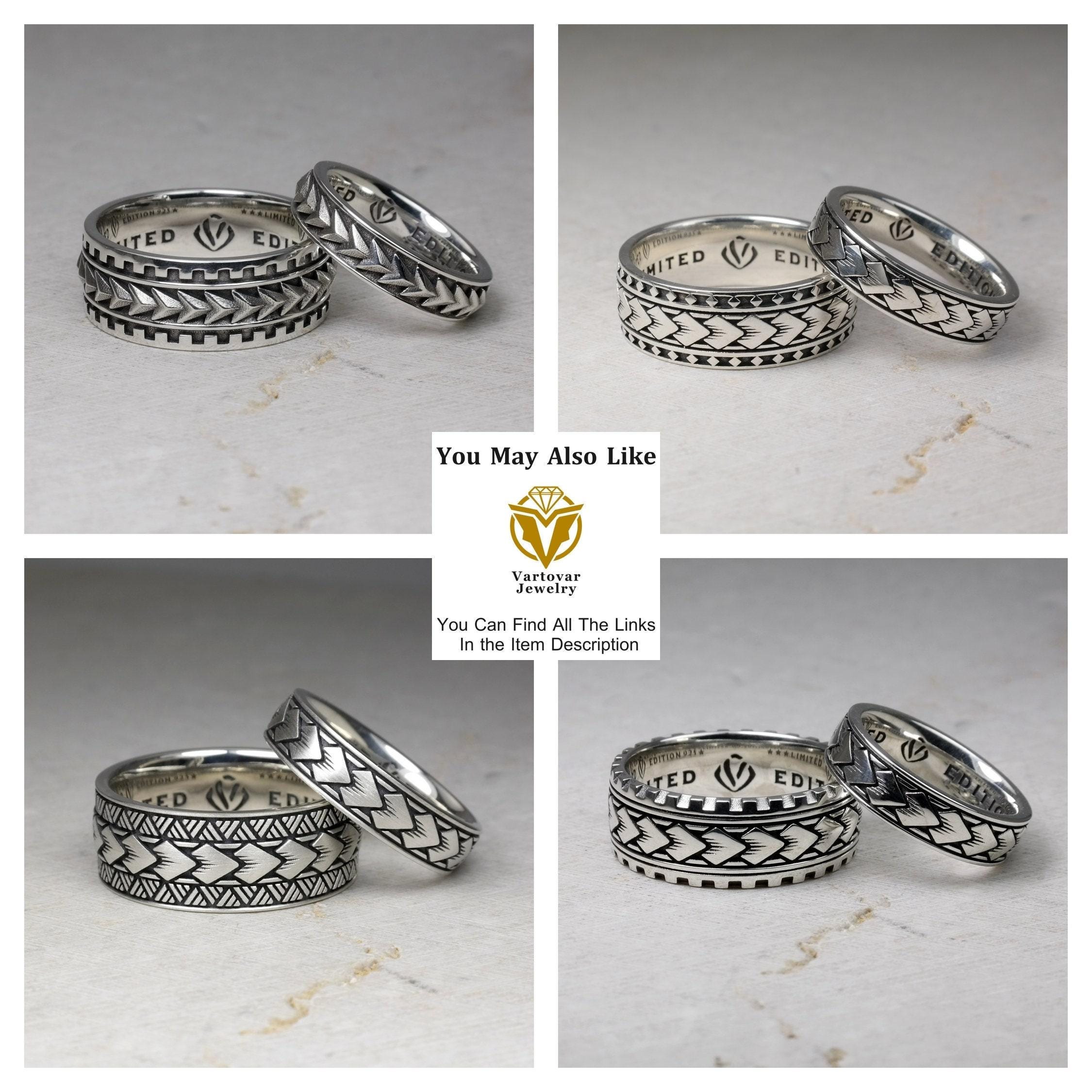 Polynesian Patterned Wedding Band Ring, Samoan, Arrow, Maori, Real ...