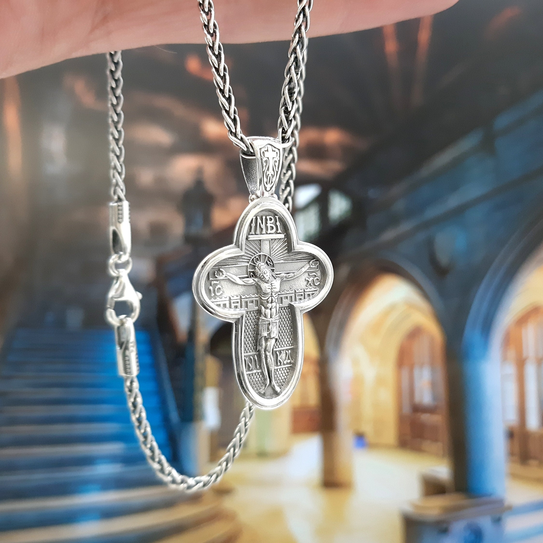 Jesus Christ Crucifix Necklace Sterling Silver 925 Cross | Etsy