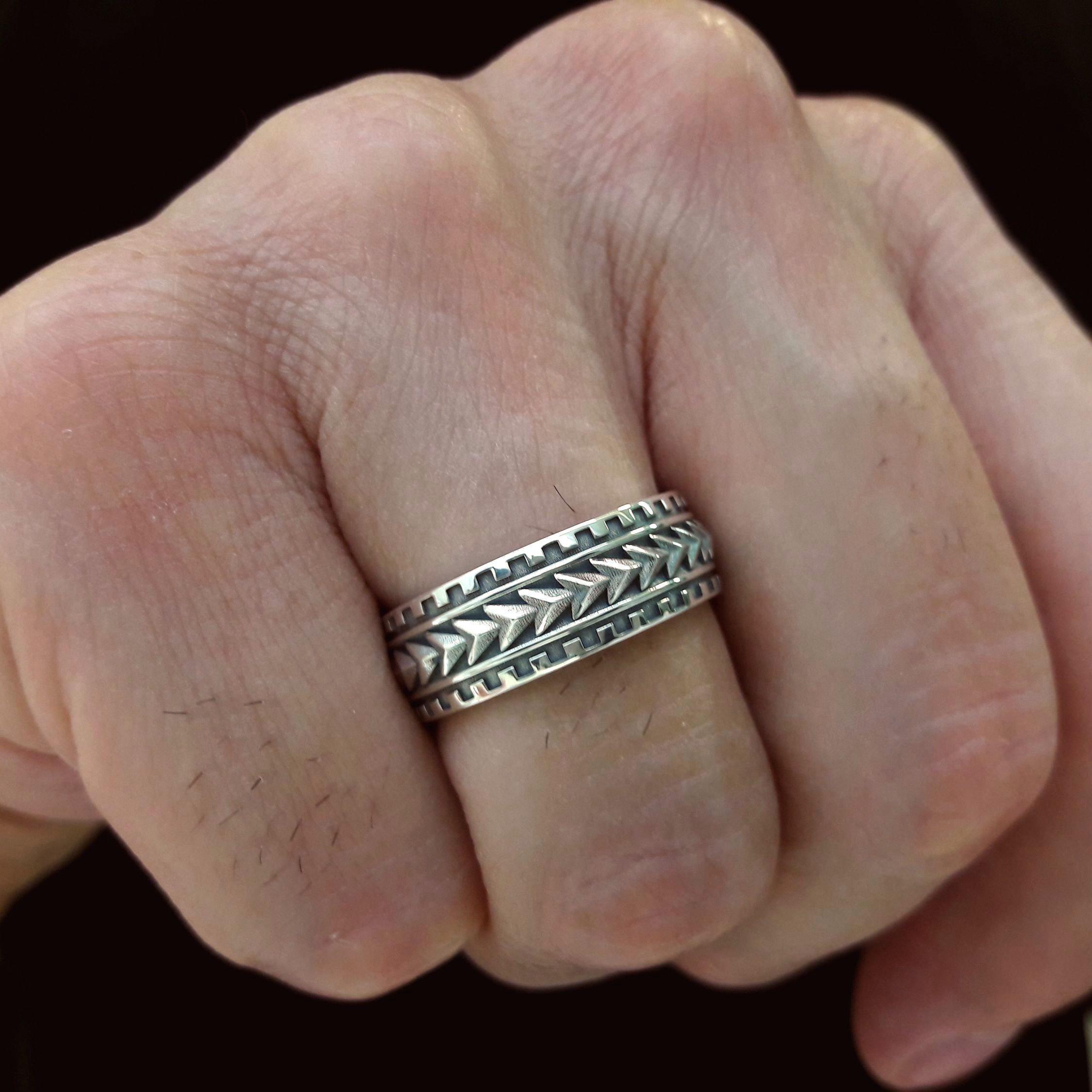 Triangle Samoan Arrow Band Ring, Unisex Wedding Maori Polynesian ...