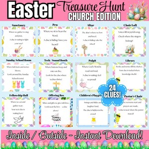 Easter Scavenger Hunt Printable for Kids, Church Easter Treasure Hunt, Sunday School Indoor and Outdoor Activity, Fun Easter Game for Church