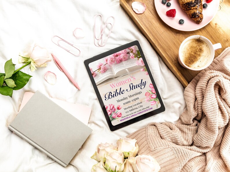 Editable Women's Bible Study Flyer - Church Invitation Template - Canva Bible Flyers - Digital Download - Women's Ministry Flyer - Printable