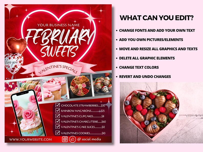 Valentine's Bake Sale Flyer, Bakery Template (canva) - Etsy